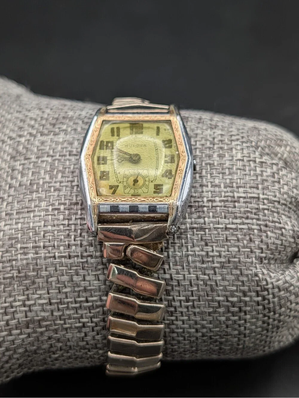 Vintage 1920s Art Deco Bulova 10AN 14K Gold Filled Two Tone Mens Watch For Parts
